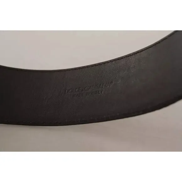 Dolce & Gabbana Brown Crocodile Pattern Leather Gold Oval Buckle Belt - Picture 5 of 7